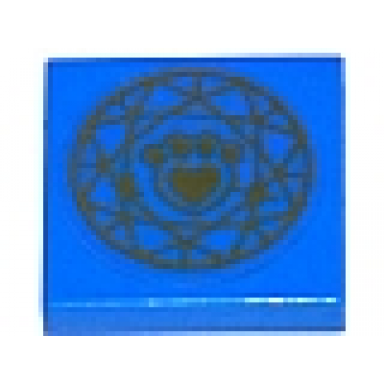 blue tile 2 x 2 with gold paw print with heart and circular geometric pattern sticker - set 41142