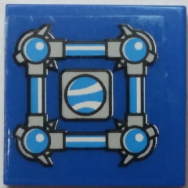 blue tile 2 x 2 with squared bars and receptacles and small port window pattern sticker - set 70013