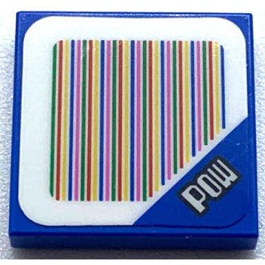 blue tile 2 x 2 with super mario scanner code pow block pattern sticker - sets 40414 71362 71391 71407
