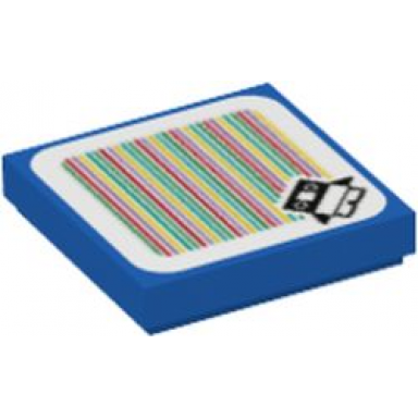blue tile 2 x 2 with super mario scanner code baby penguin pattern sticker - sets 71402 71417 71430