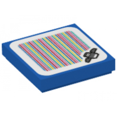 blue tile 2 x 2 with super mario scanner code dolphin pattern sticker - set 71400