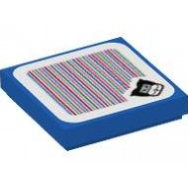blue tile 2 x 2 with super mario scanner code ludwig pattern sticker - set 71408