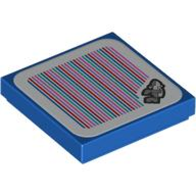 blue tile 2 x 2 with super mario scanner code snaggles shark pattern sticker - set 71425
