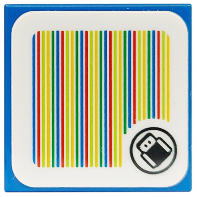 blue tile 2 x 2 with super mario scanner code dorrie pattern sticker - set 71432