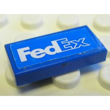 blue tile 1 x 2 with fedex pattern sticker - set 8374