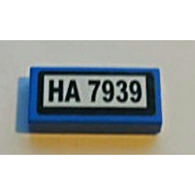 blue tile 1 x 2 with black ha 7939 on white background pattern sticker - set 7939