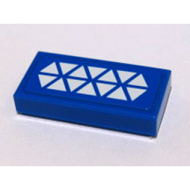 blue tile 1 x 2 with white triangles pattern sticker - sets 7868 75037