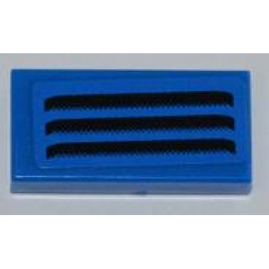 blue tile 1 x 2 with black grille with 3 openings pattern sticker - set 8197