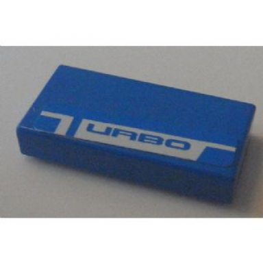 blue tile 1 x 2 with blue turbo pattern sticker - set 8154