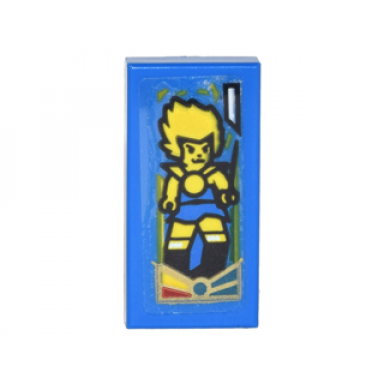 blue tile 1 x 2 with card with chima lion minifigure pattern sticker - set 70620
