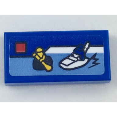 blue tile 1 x 2 with miniature set 60126 pattern sticker - set 40178