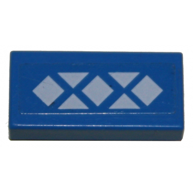 blue tile 1 x 2 with white diamonds and triangles pattern sticker - set 7675