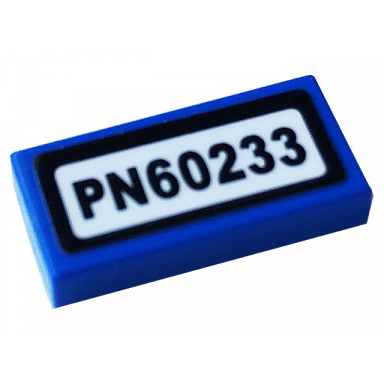 blue tile 1 x 2 with pn60233 pattern sticker - set 60233