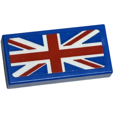 blue tile 1 x 2 with united kingdom flag union jack pattern sticker - set 40569