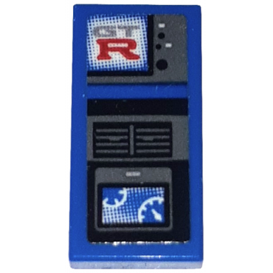 blue tile 1 x 2 with gtr gauges buttons and fan vent pattern sticker - set 76917