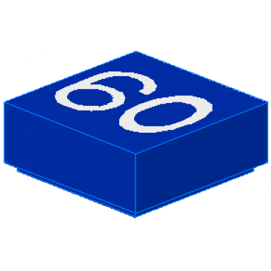 blue tile 1 x 1 with white 60 pattern