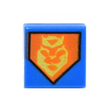 blue tile 1 x 1 with yellow king symbol on orange pentagonal shield pattern