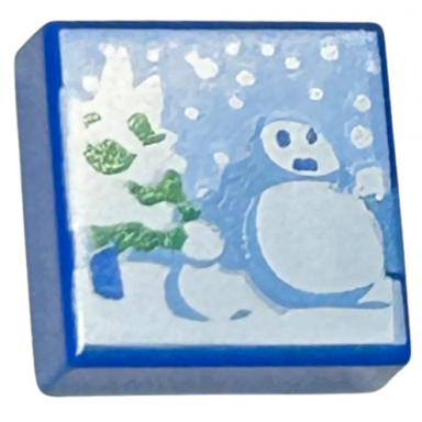 blue tile 1 x 1 with snowman and snowy tree pattern super mario cool mountain