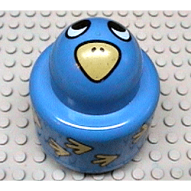 blue primo brick round rattle 1 x 1 with bird and arrows pattern