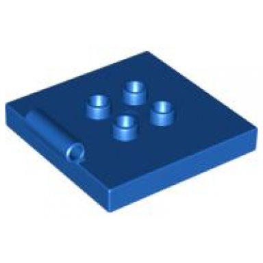 blue duplo tile modified 4 x 4 with 4 center studs and hinge