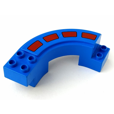 blue duplo road section curve with red broken stripe pattern