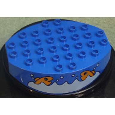 blue duplo base 8 x 6 with round bottom and fish pattern