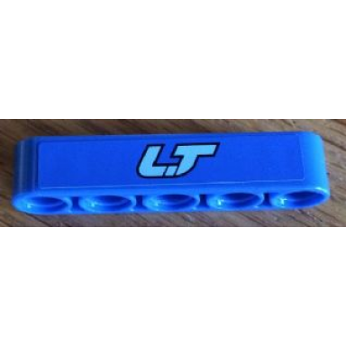 blue technic liftarm thick 1 x 5 with medium blue lt pattern sticker - set 8052