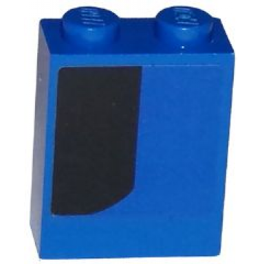 blue brick 1 x 2 x 2 with inside stud holder with curved thick black stripe pattern model left side sticker - set 75875