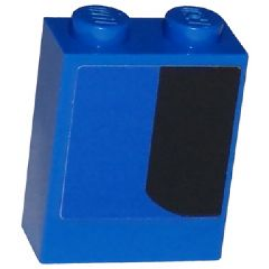 blue brick 1 x 2 x 2 with inside stud holder with curved thick black stripe pattern model right side sticker - set 75875