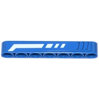 blue technic liftarm thick 1 x 7 with white broken stripe and 3 air intakes pattern model left side sticker - set 42023