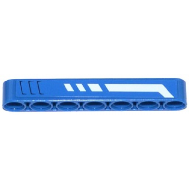 blue technic liftarm thick 1 x 7 with white broken stripe and 3 air intakes pattern model right side sticker - set 42023