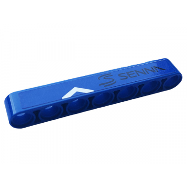 blue technic liftarm thick 1 x 7 with black logo senna and silver race pattern model left side sticker - set 42123