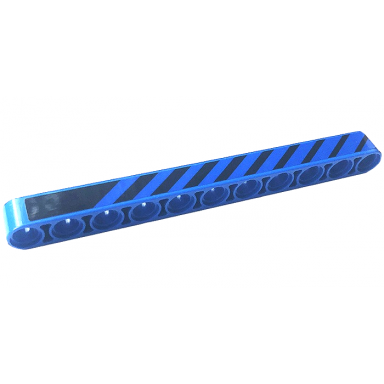 blue technic liftarm thick 1 x 11 with black diagonal stripes pattern model left side sticker - set 42141