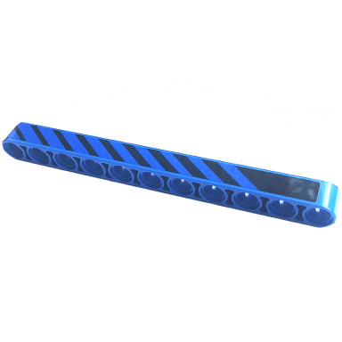 blue technic liftarm thick 1 x 11 with black diagonal stripes pattern model right side sticker - set 42141