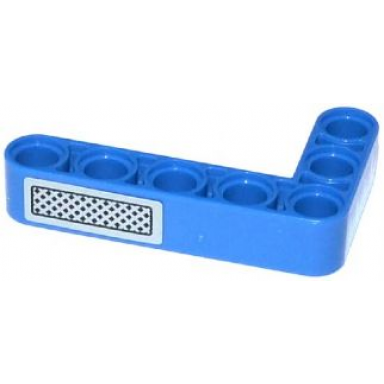 blue technic liftarm modified bent thick l-shape 3 x 5 with grille pattern sticker - set 42023