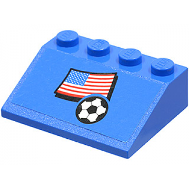 blue slope 33 3 x 4 with flag of usa and soccer ball on blue background pattern sticker - set 3406