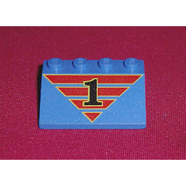 blue slope 33 3 x 4 with black 1 on red striped triangle pattern