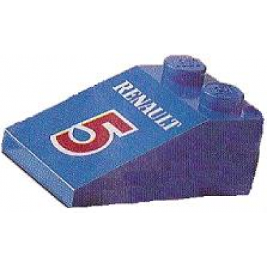 blue slope 33 3 x 2 with renault and red number 5 pattern sticker - set 1750