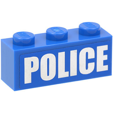 blue brick 1 x 3 with white police bold narrow large font on blue background pattern sticker - set 4440