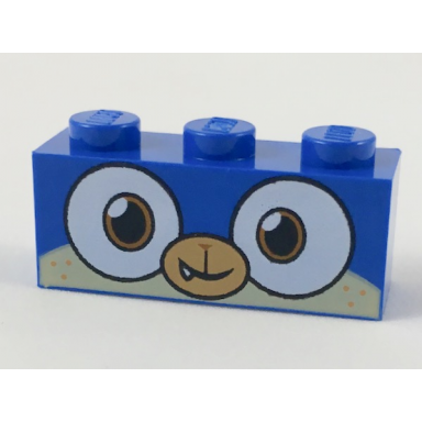 blue brick 1 x 3 with dog face wide dark orange eyes medium nougat muzzle pattern