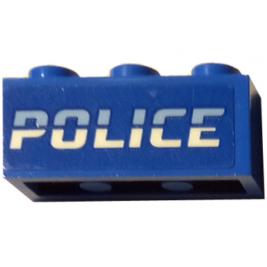 blue brick 1 x 3 with bright light blue and white police pattern sticker - set 60246