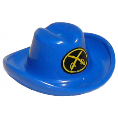 blue minifigure headgear hat cowboy with oval and two crossed cutlasses pattern