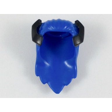 blue minifigure hair long straight with black horns pattern