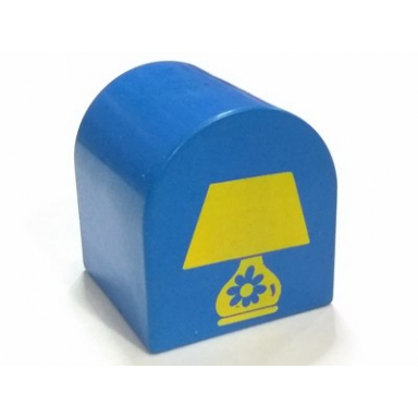 blue duplo brick 2 x 2 x 2 slope curved double with table lamp pattern