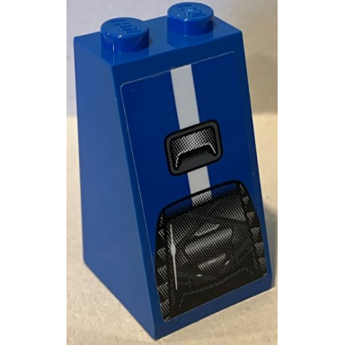 blue slope 75 2 x 2 x 3 - solid studs with black and dark bluish gray engine bay window and white stripe pattern sticker - set 75881