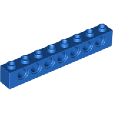 blue technic brick 1 x 8 with holes