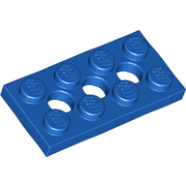 blue technic plate 2 x 4 with 3 holes