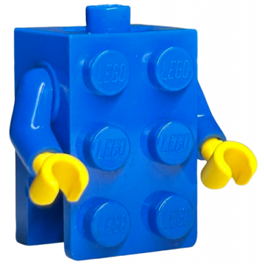 blue torso 2 x 3 brick costume blue arms yellow hands