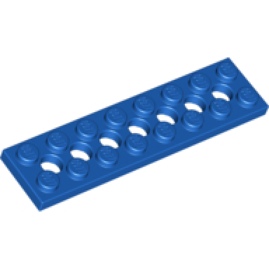 blue technic plate 2 x 8 with 7 holes