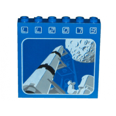 blue brick 1 x 6 x 5 with ll2079 rocket and moon pattern